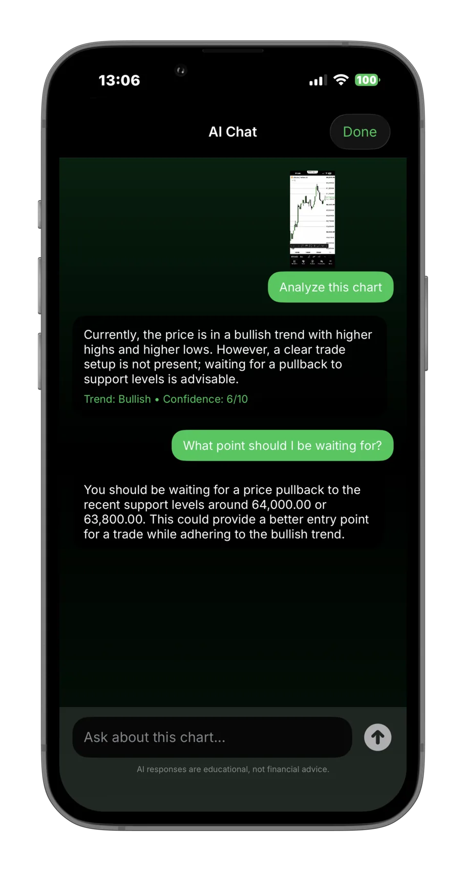 Asking the CandleScan AI a follow-up question about an analysis